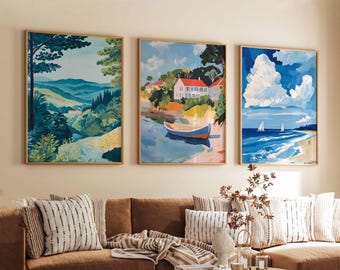 Set of 3 North Carolina Posters, USA Travel Prints, Scenic Wall Art Sets, North Carolina Nature Poster Prints, State Decor