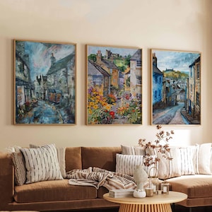 Set of 3 Hay on Wye Posters, UK Travel Prints, Welsh Town Wall Art Set, Hay on Wye Decor, Countryside Poster Set, Print Gift for Home