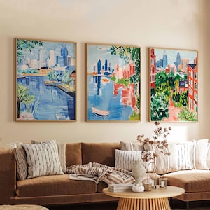 Set of 3 Charlotte North Carolina Posters, Travel Posters Set, Charlotte Prints, North Carolina Wall Art, Charlotte City Decor