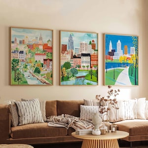 Set of 3 Columbus Ohio Posters, Travel Posters Set, Columbus Prints, Ohio Wall Art, Columbus City Decor, Columbus Skyline Print
