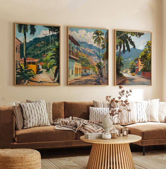 Set of 3 Caracas Travel Prints, Venezuela Posters, Caracas Venezuela Prints, South American Art, Tropical Art, Botanical Decor, Latin Gift