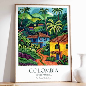 Colombia Print, Colombia Travel Poster, South America Travel Art, Tropical Decor, Botanical Art, South American Wall Art, Colombian Gift
