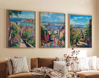 Set van 3 Dundee-posters, Schotland reisafdrukken, Dundee muurkunst set, Schotse stad posterafdrukken, Dundee decor cadeau-idee