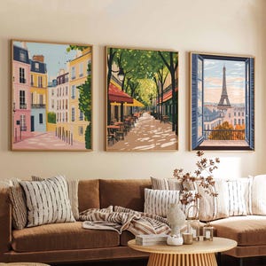 Set of 3 Paris Posters, France Travel Prints, French City Wall Art Set, Eiffel Tower Decor, French Art Gift, European Prints, France Posters