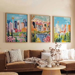 Set of 3 Calgary Canada Posters, Travel Posters Set, Calgary Prints, Canadian Wall Art, Calgary City Decor, Calgary Skyline Print