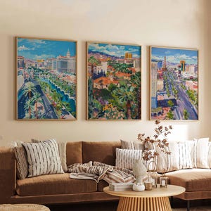 Set of 3 Las Vegas Posters, Las Vegas Nevada Wall Art, USA Travel Prints, Retro Las Vegas Poster Set, Vintage Nevada Decor Prints
