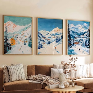 Lake Tahoe Ski Poster Set, Lake Tahoe Print, USA Poster, USA Print, Lake Tahoe Ski Resort Wall Art, Skiing Gift, Outdoor Adventure