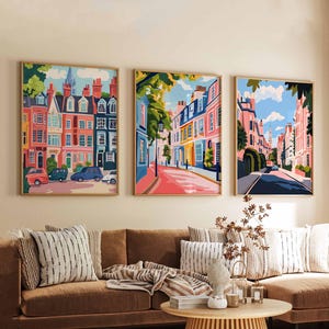 Set of 3 Kensington Posters, London Travel Prints, UK Wall Art Set, Elegant Poster Prints, City Decor Gift Set