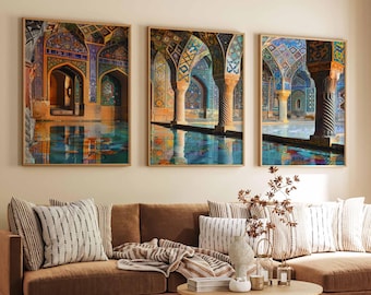 Set of 3 Isfahan Posters, Iran Poster, Persian Poster, Historical Poster, Islamic Poster, Architecture Poster, Isfahan Travel Art, Iran Art