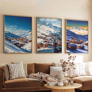 Set of 3 Val Thorens France Travel Poster, Ski Resort Wall Art, French Alps Print, Mountain Decor, Val Thorens Print, Winter Vacation Art