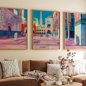 Set of 3 Mecca Posters, Saudi Arabia Travel Prints, Mecca Art, Islamic Wall Art, Islamic Travel Posters, Muslim Gift, Islamic Decor