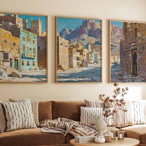 Set of 3 Yemen Posters, Yemen Travel Prints, Yemen Wall Art Set, Vintage Yemen Posters, Middle Eastern Decor Prints, Sanaa Poster Set
