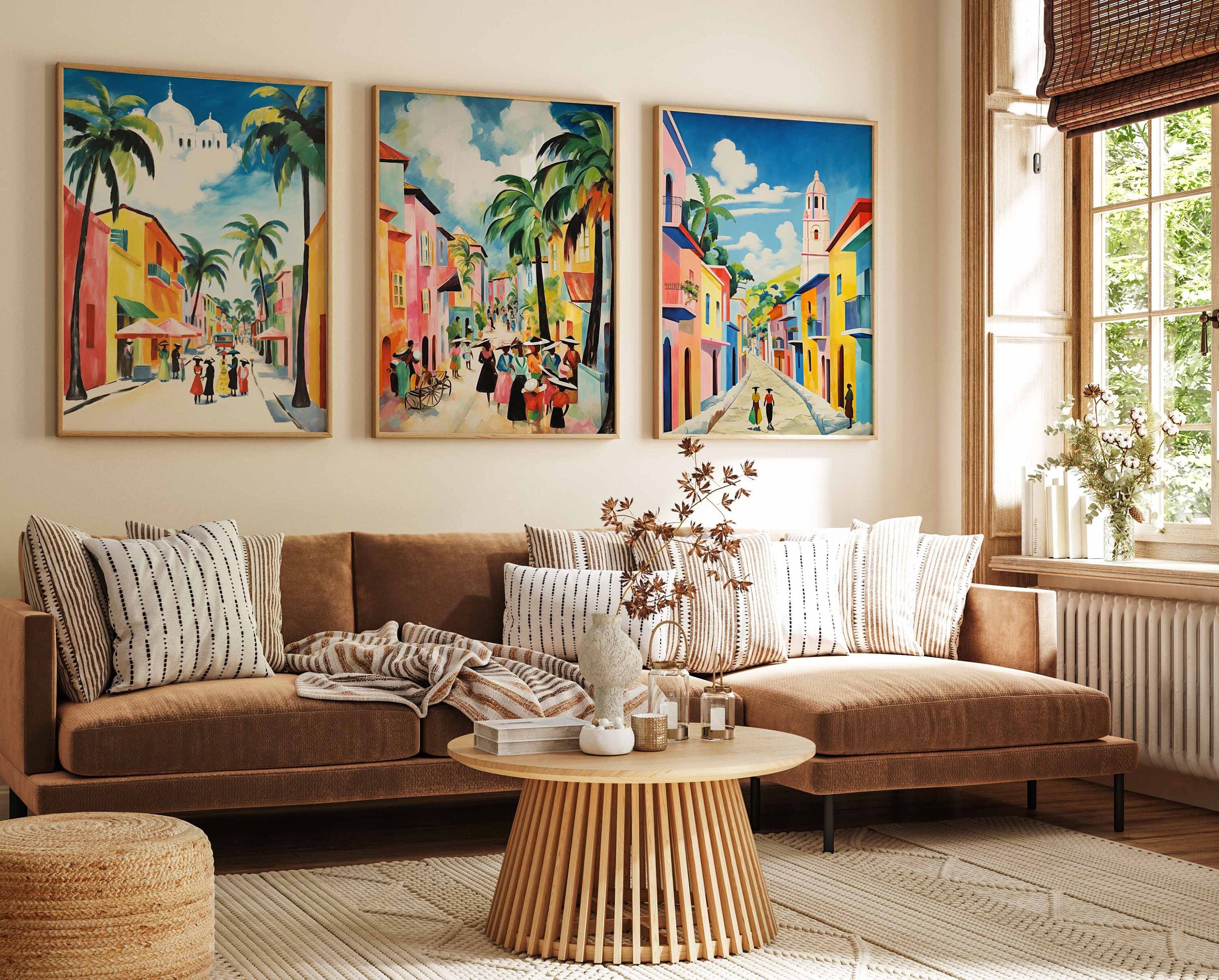Set of 3 Dominican Republic Travel Posters, Vintage Caribbean Art, Caribbean Wall Art, Travel Print, Dominican Decor, Tropical Art