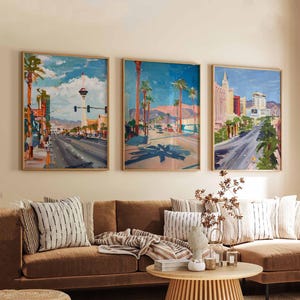 Set of 3 Las Vegas Posters, Las Vegas Nevada Wall Art, USA Travel Prints, Retro Las Vegas Poster Set, Vintage Nevada Decor Prints