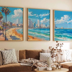 Set of 3 Tel Aviv Posters, Israel Travel Prints, Tel Aviv Travel Prints, Jewish Wall Art, Middle East Poster, A1/A2/A3/A4