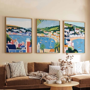 Set of 3 Salcombe Posters, UK Travel Prints, Coastal Wall Art Set, Devon Seaside Decor, Nautical Poster Gift for Home