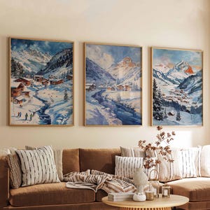 Lech Ski Poster Set, Lech Print, Austria Poster, Austria Print, Lech Ski Resort Wall Art, Snowy Peaks, Skiing Gift,
