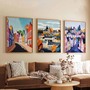Set of 3 Falkirk Posters, Scotland Travel Prints, Falkirk Wall Art Set, Kelpies and Canal Poster Collection, Scottish Landmark Art Prints