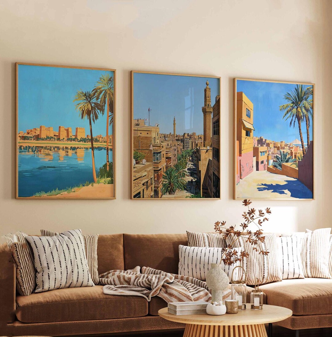 Set of 3 Egypt Posters, Egyptian Prints, Egypt Wall Art, Travel Posters ...