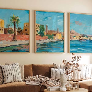 Set of 3 Cairo Posters, Cairo Travel Prints, Cairo Art, Arabic Decor, Botanical Art, Middle Eastern Decor, Egypt Travel Poster, Egypt Gift
