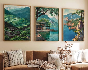 Set of 3 South Korea Posters, Korea Travel Prints, Seoul, Busan