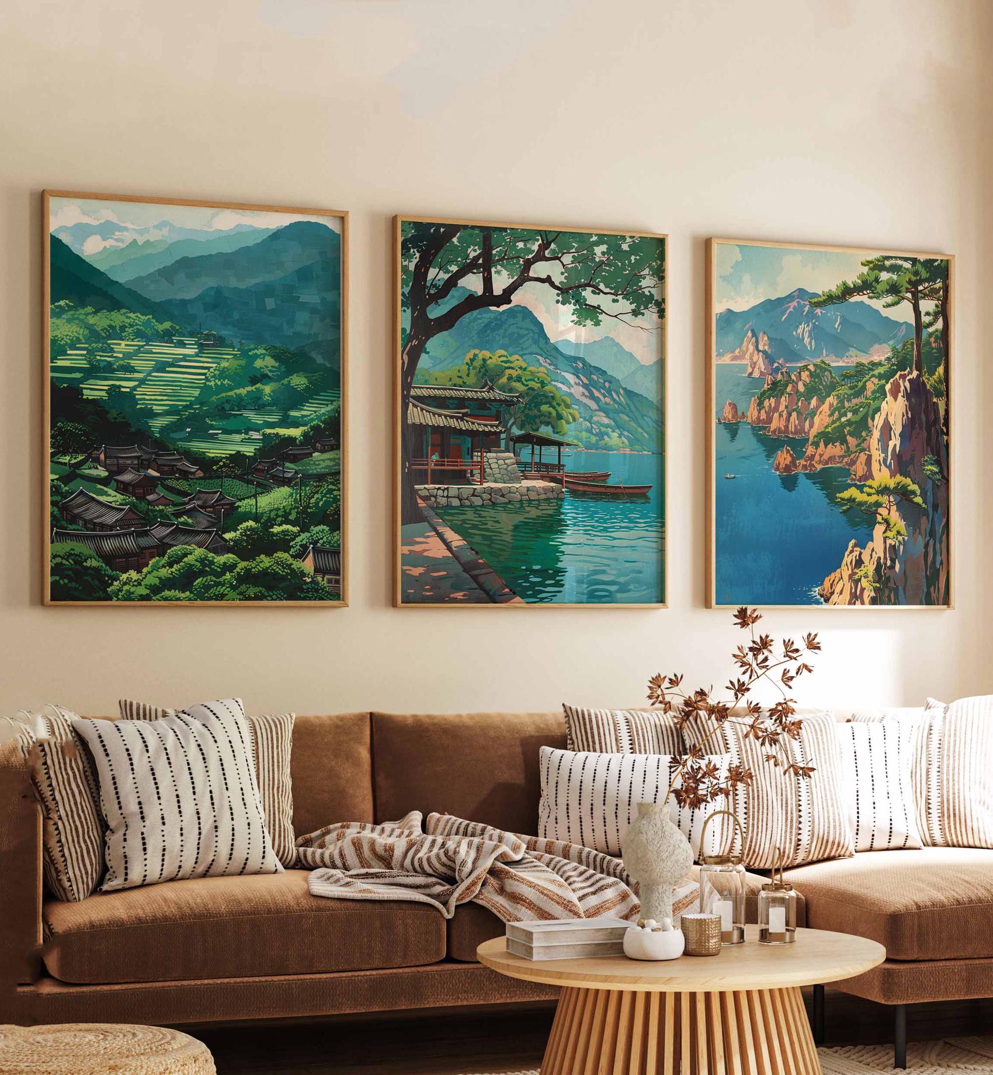 Set of 3 South Korea Posters, Korea Travel Prints, Seoul, Busan