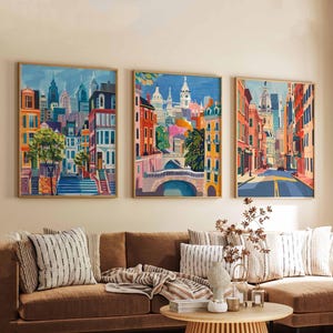 Set of 3 Philadelphia Posters, USA Travel Prints, Pennsylvania Wall Art Sets, City Skyline Posters, Vintage Urban Decor Prints