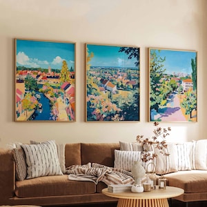 Set of 3 Milton Keynes Posters, UK Travel Prints, Modern City Wall Art Sets, Milton Keynes Poster Decor, Urban Print Collection