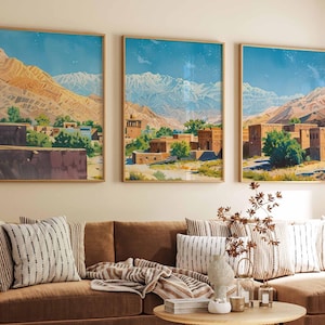 Set of 3 Afghanistan Travel Prints, Afghanistan Travel Posters, Afghan Gift, Islamic Decor, Traditonal Islamic Art, Muslim Gift, Islamic Art