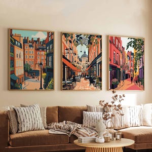Set of 3 Covent Garden Posters, London Travel Prints, UK Wall Art Set, Covent Garden Decor, Market Scene Poster Prints, Gift for Home
