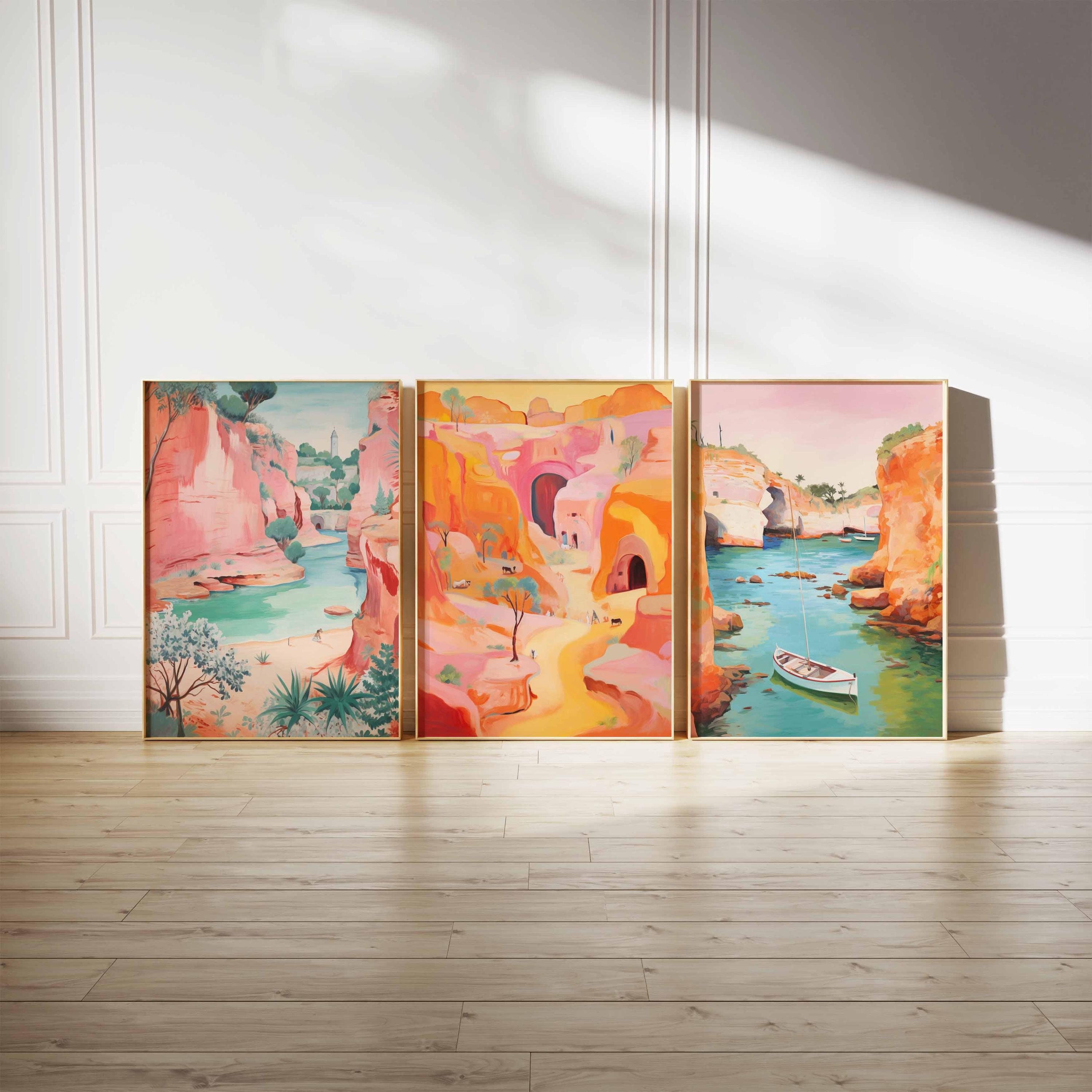 Set of 3 Algarve Poster, Portugal Poster, Cave Wall Art, Coastal Decor, Ocean Print, Algarve Travel Print, Algarve Wall Decor, Portugal Art