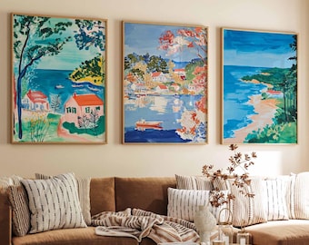 Set of 3 North Carolina Posters, USA Prints, Southern States Wall Art Sets, North Carolina Travel Decor, NC Landscapes Posters Set