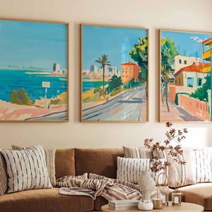 Set of 3 Tel Aviv Posters, Israel Travel Prints, Tel Aviv Travel Prints, Jewish Wall Art, Middle East Poster, A1/A2/A3/A4