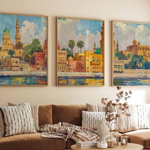 Set of 3 Cairo Posters, Cairo Travel Prints, Cairo Art, Arabic Decor, Botanical Art, Middle Eastern Decor, Egypt Travel Poster, Egypt Gift