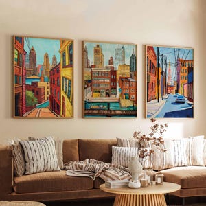 Set of 3 Chicago Illinois Posters, Travel Posters Set, Chicago Prints, Illinois Wall Art, Chicago City Decor, Chicago Skyline Print