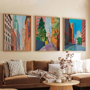 Set of 3 New York Posters, USA Prints, NYC Wall Art Sets, New York City Travel Decor, New York Landmarks Posters Set, State Art Sets