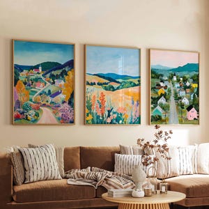 Set of 3 Vermont Posters, USA Travel Prints, Fall Landscape Wall Art Sets, Nature Scenery Poster Prints for Home Decor