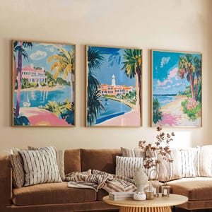 Set of 3 South Carolina Posters, USA Travel Prints, Coastal Wall Art Sets, Charleston Decor Posters, Southern Landscape Print Set