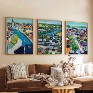 Set of 3 Limerick Posters, Ireland Travel Prints, Irish City Wall Art Set, Limerick Poster Prints for Home Decor or Gift