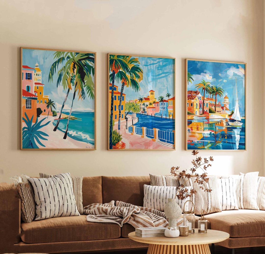 Set of 3 St. Petersburg FL Posters, Florida Travel Prints, Coastal