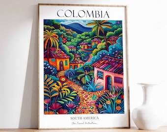 Colombia Print, Colombia Travel Poster, South America Travel Art, Tropical Decor, Botanical Art, South American Wall Art, Colombian Gift