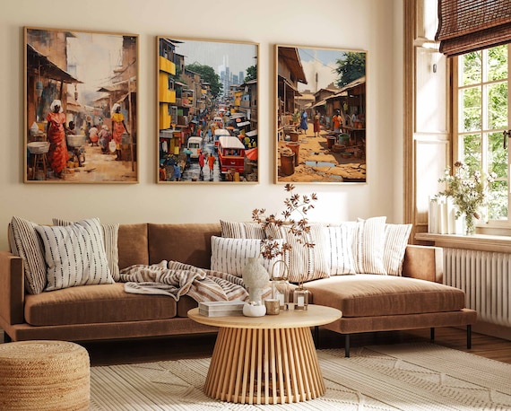 Set of 3 Nigeria Travel Posters, African Aesthetic Prints, Nigeria Travel Art, Floral Wall Art, Black Art Poster, African Decor, Black Gift