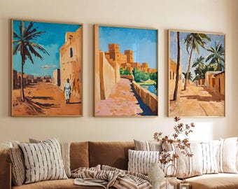 Set of 3 Sudan Posters, African Travel Prints, Sudan Wall Art Set, Sudan City Prints, African Decor, Sudan Gift Posters