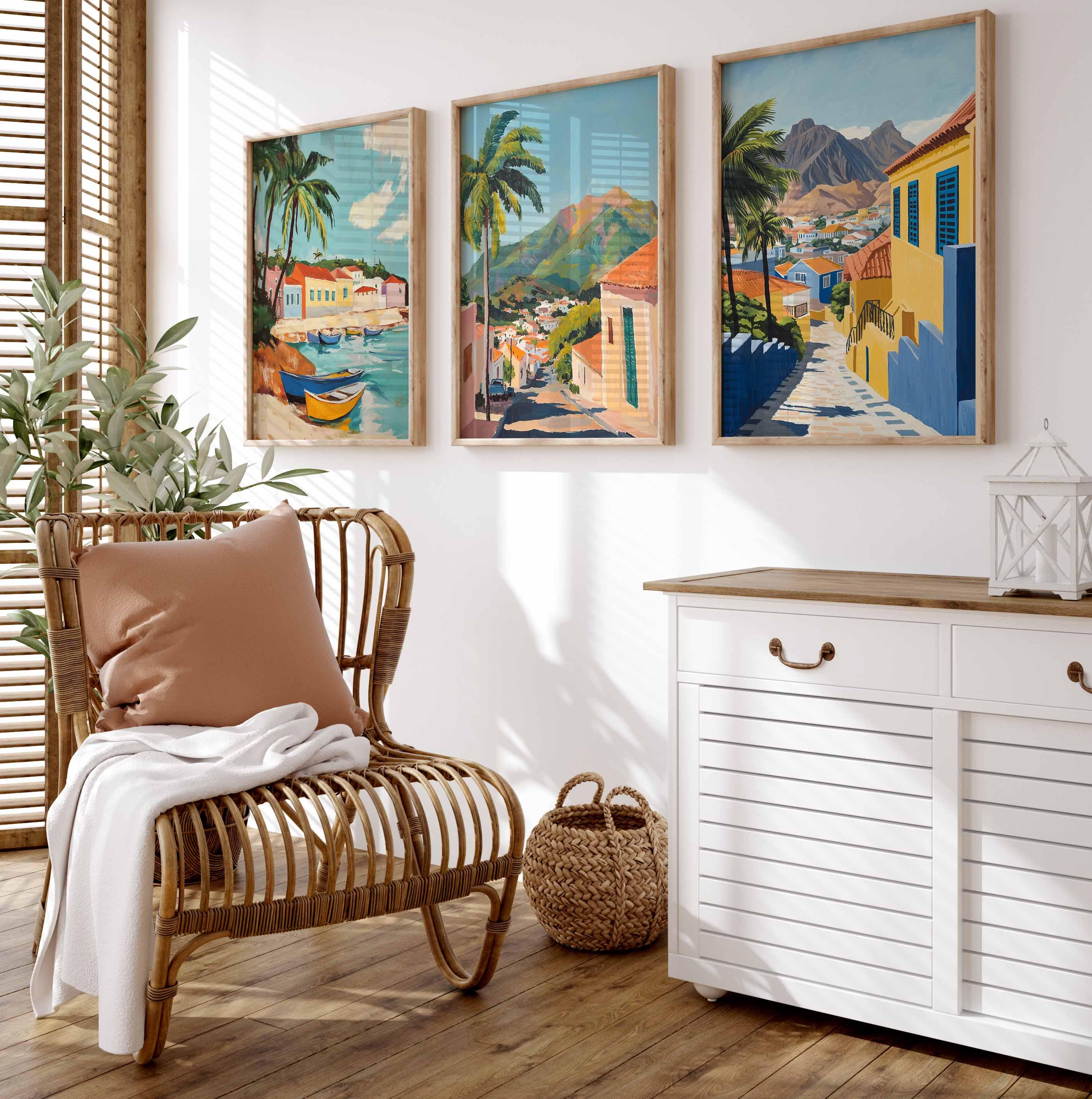 Set of 3 Cabo Verde Posters, Cape Verde Prints, Cabo Wall Art