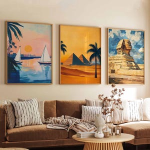 Set of 3 Cairo Posters, Egypt Travel Print, Egypt Wall Art, Travel Print Set, Giza Pyramids Decor, Cairo Travel Gift, Egypt Travel Art