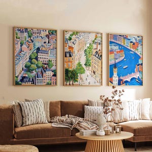 Set of 3 London Posters, UK Travel Prints, London Wall Art Set, British Landmark Poster Set, Modern London Prints, Cityscape Decor Gift