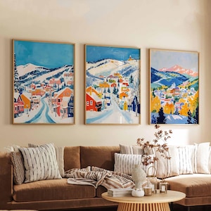 3er-Set Park City Poster, Utah Reisedrucke, Park City Wandkunst-Sets, Dekorposter des Skiortes, Berglandschaftsdrucke