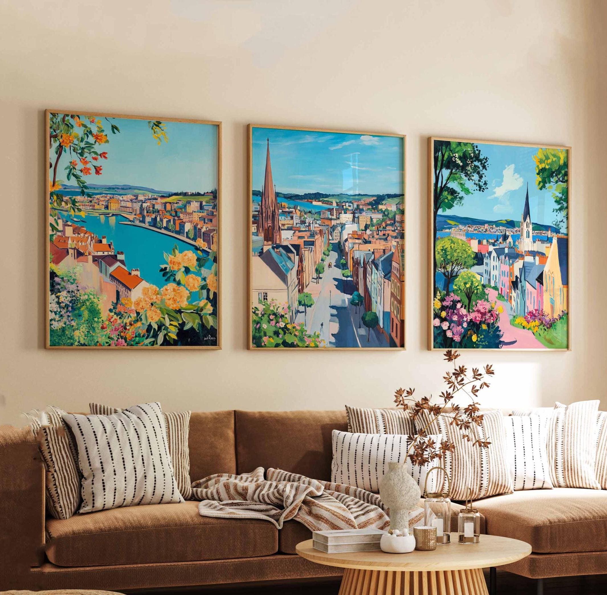 Set of 3 Derry Posters, Northern Ireland Travel Prints, City Wall Art ...