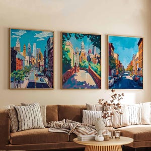 Set of 3 Philadelphia Posters, USA Travel Prints, Pennsylvania Wall Art Sets, City Skyline Posters, Vintage Urban Decor Prints