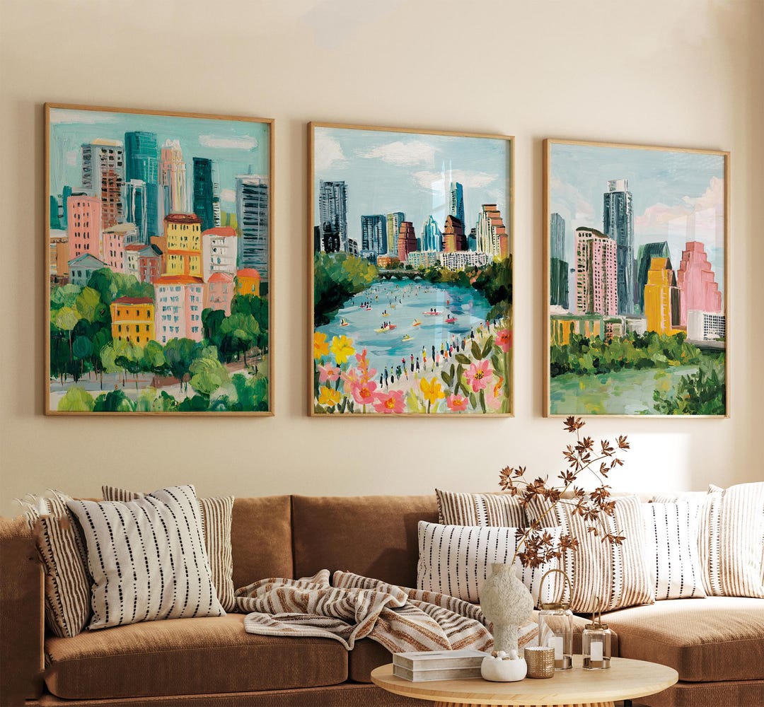 Austin Texas Poster Set of 3, Travel Wall Art, Vintage Style ...